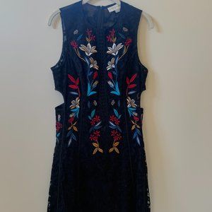 Sachin & Babi Black Floral Cut out Dress (Size: 10)